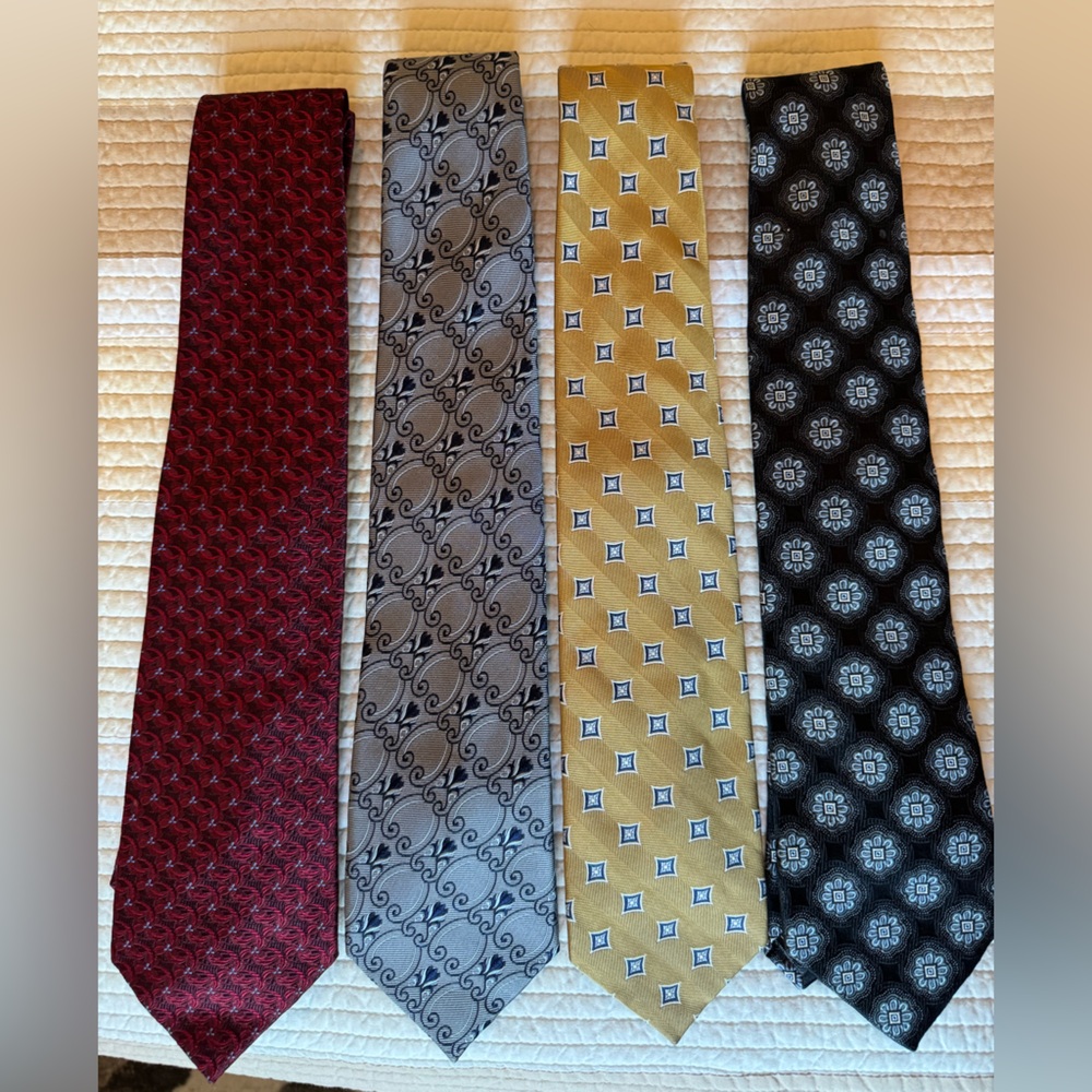 Joseph A Bank Tie Bundle - Red, Gray, Gold, Black (XL/ Long)